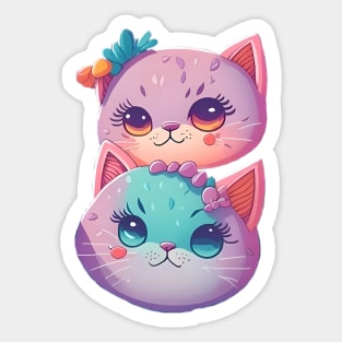 Cute Kawaii Cats Pattern Sticker